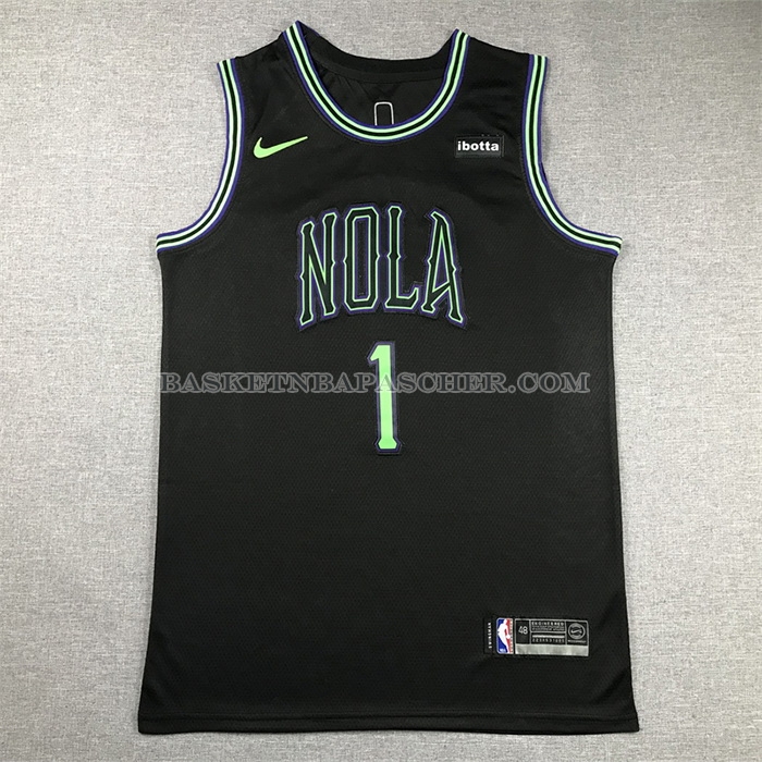 Maillot New Orleans Pelicans Zion Williamson NO 1 Ville 2023-24 Noir